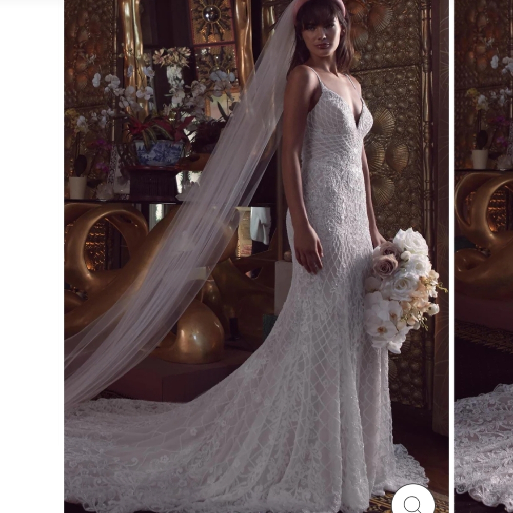 Dixie WOO TOO Boho Hand Beaded Lattice Wedding Dress